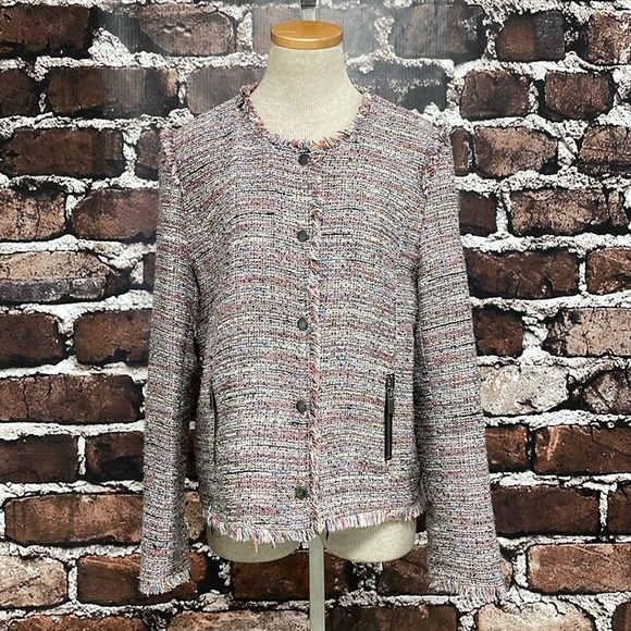 Halogen Jacket Blazer Womens Large Pink Full Zip Snap Pockets - Picture 5 of 17